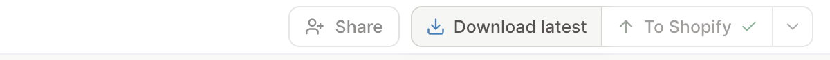 Download latest button in the Mixtable sync control on a worksheet of Shopify pages