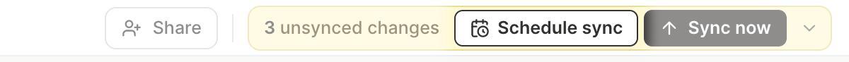 Schedule sync button in the Mixtable sync control, next to Sync now and a count of 3 unsynced changes