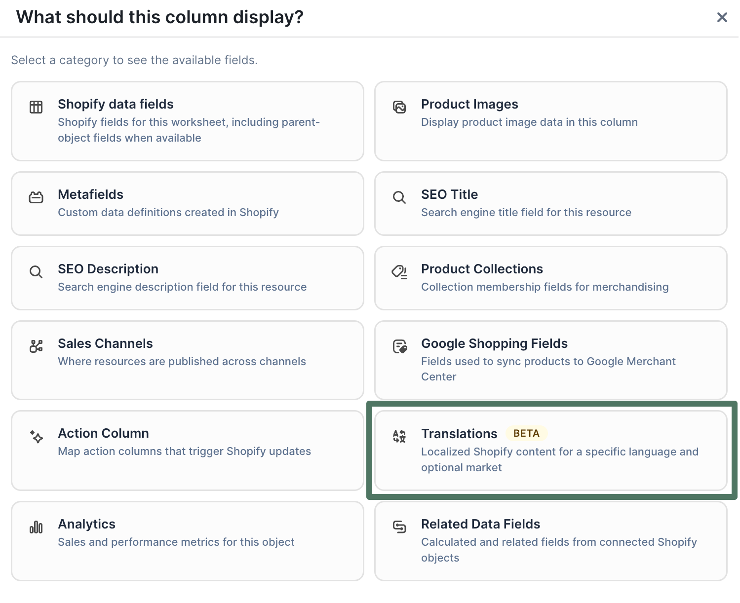 Translation column option in Mixtable